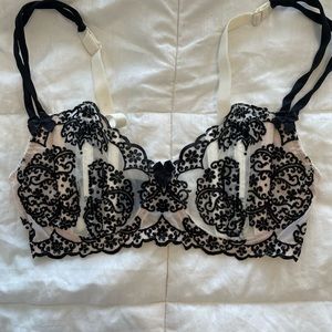 Victoria’s Secret Black and White Lace Demi Bra 34D